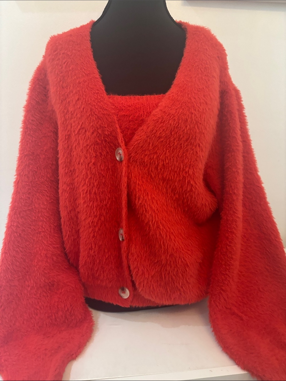 Cozy Red Teddy Button-Front Women's Jacket